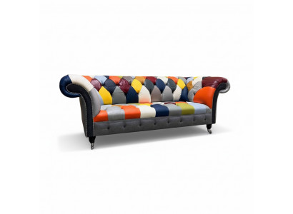 Chesterfield 3 Sitzer Stoff Design Couch Polster Textil Modern Sofa Neu