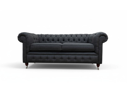 Chesterfield Couch Polster Möbel Zweisitzer Couchen Sofas Stoff Grau