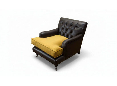 Sessel Couch Sofa Leder Braun Lounge Polster Sitzer Luxus Design Club