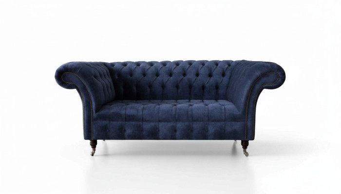 Chesterfield Design Sofa Couch 2 Sitzer Polster Blau Sofas Couchen Neu