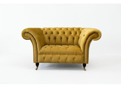 Chesterfield Gelb Sessel Couch Polster Luxus Textil Design Couchen Neu