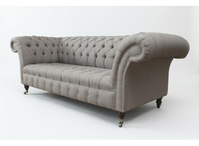 Chesterfield 3 Sitzer Polster Couch Sofa Couchen Textil Modern Stil Grau