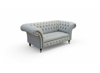 Chesterfield Couch Polster Möbel Zweisitzer Grau Couchen Sofas Leder