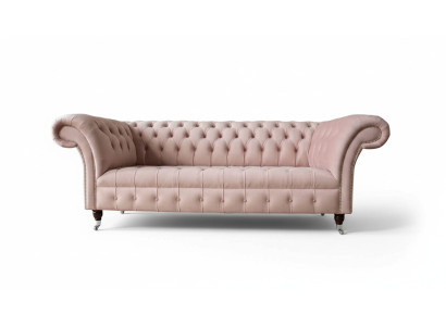 Chesterfield 3 Sitzer Rosa Design Couchen Polster Sofas Stoff Textil