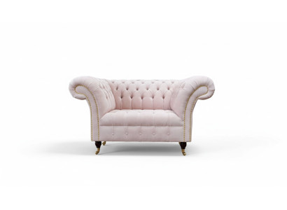 Sessel Polster Sofa Textil Chesterfield Couchen 1 Sitzer Einsitzer Rosa