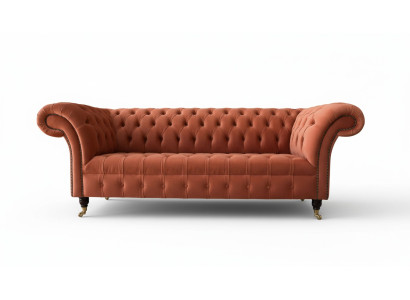 Luxus Chesterfield 3 Sitzer Couch Polster Textil Couchen Stoff Sofa Neu