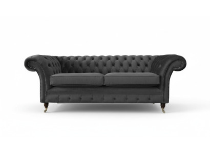 Design Chesterfield Sofa 3 Sitzer Grau Couch Polster Sofas Wohnzimmer