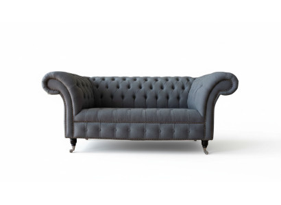 Englische Chesterfield Büro Sitzmöbel Einrichtung Sofa Couch 2 Sitz Textil