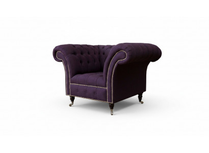 Sessel Einsitzer Luxus 1 Sitz Sitz Design Textil Lila Stoff Chesterfield