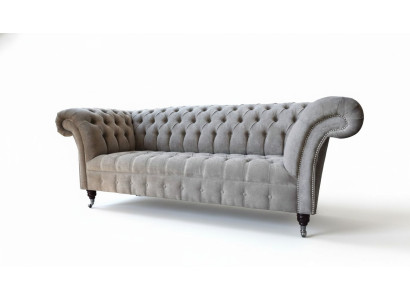 Grau Chesterfield Couch Dreisitzer Sitzpolster Couchen Sofa Möbel Neu