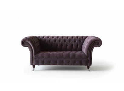 Chesterfield Sofa Couch Design Lila Polster Textil Zweisitzer Sitzer Neu