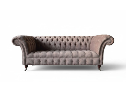 Chesterfield Sofa Couch Polster Design 3 Sitzer Sofas Dreisitzer Lila