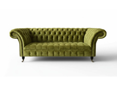 Design Chesterfield Sofa 3 Sitzer Grün Couch Polster Sofas Wohnzimmer