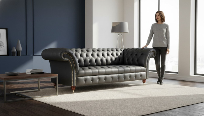 Chesterfield Design Luxus Polster Sofa Couch Sitz Leder Neu Sofa Neu