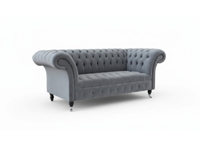 Chesterfield Sofa 3 Sitzer Luxus Couch Wohnzimmer Sofas Grau Stoffsofa