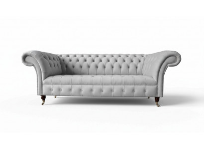 Chesterfield Textil Sofa Couch 3 Sitzer Polster Sitz Grau Sofas Big Neu