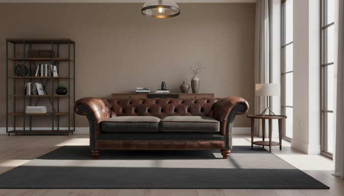 Braune Chesterfield englisch klassischer Stil Sofa Couch 3 Sitz Polster 230cm