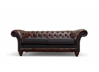 Braune Chesterfield englisch klassischer Stil Sofa Couch 3 Sitz Polster 230cm