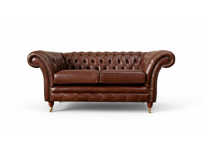 Chesterfield Couch Polster Leder Sofas Couchen Braune Zweisitzer Neu