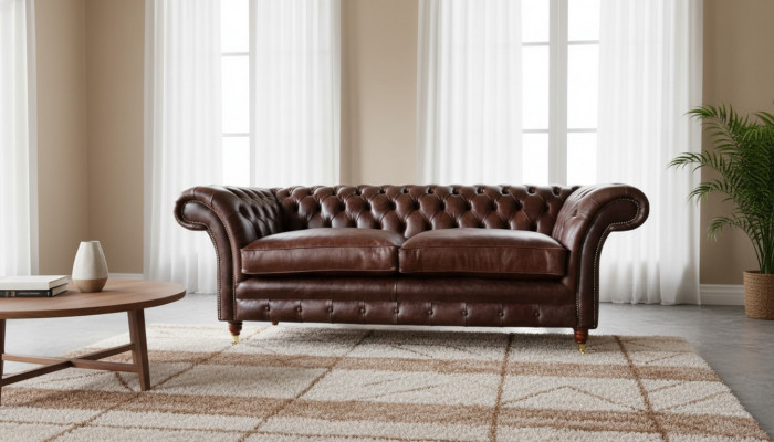 Sofa 3 Sitzer Couch Polster Sofas Couchen Wohnzimmer Chesterfield Leder