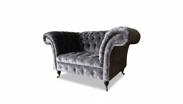 Design Chesterfield Stoff Couch Sessel 1.5 Sitzer Polster Lounge Neu