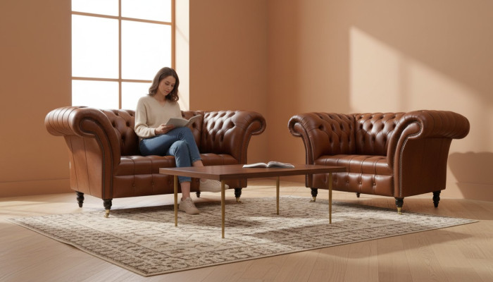 Chesterfield Design Stoff Couch Sessel 1.5 Sitzer Polster Sofas Lounge