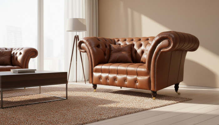 Chesterfield Design Stoff Couch Sessel 1.5 Sitzer Polster Sofas Lounge