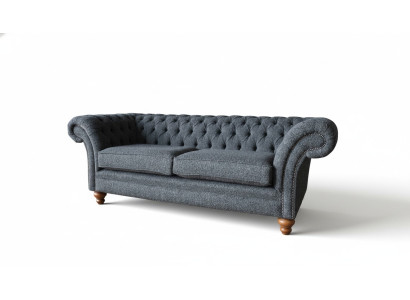 Graue Chesterfield 3 Sitzer Grau Textil Design Couchen Polster Sofas