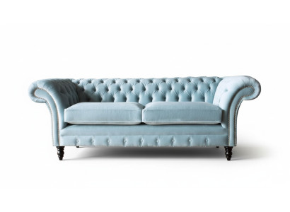 Chesterfield 3 Sitzer Polster Couch Sofa Textil Modern Stil Stoff Neu