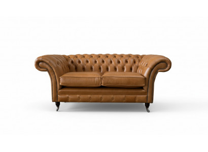 Chesterfield Zweisitzer Sofa 2 Sitz Sofas Polster Sitz Leder Couch Braun