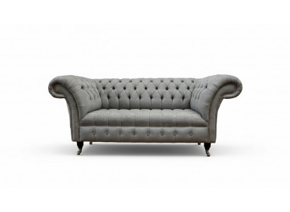 Chesterfield Zweisitzer Couch Polster Sofa Textil Couchen Stoff Luxus
