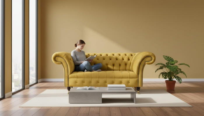 Zweisitzer Sofa 2 Sitzer Design Sofas Polster Chesterfield Sitz Stoff Textil