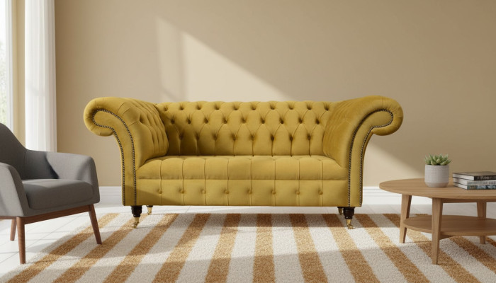 Zweisitzer Sofa 2 Sitzer Design Sofas Polster Chesterfield Sitz Stoff Textil