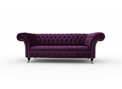 Lila Chesterfield Sofa 3 Sitzer Chesterfield Designer Couch Textil Stoff