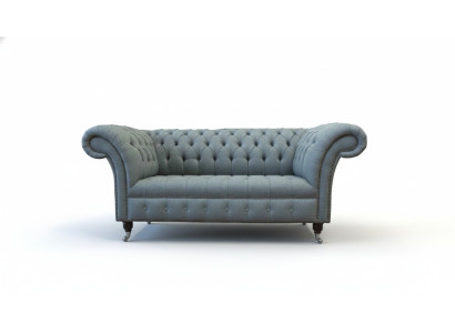 Chesterfield Büro Sitzmöbel Einrichtung Sofa Couch 2 Sitz Textil Grau