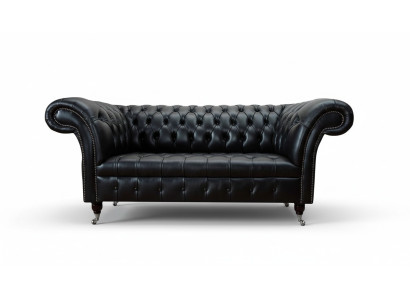 Dreisitzer Luxus Sofa 3 Sitzer Sofas Sitzer Leder Schwarz Chesterfield