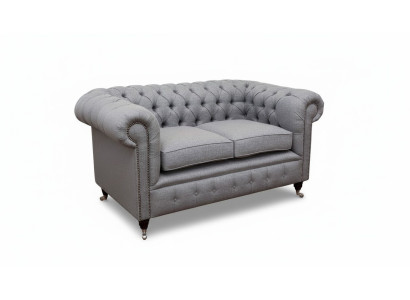 Chesterfield Büro Sitzmöbel Einrichtung Sofa Couch 2 Sitz Textil Graue