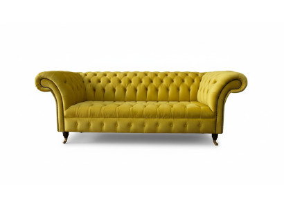 Chesterfield 3 Sitzer Polster Couch Stil Couchen Textil Stoff Sofa Neu