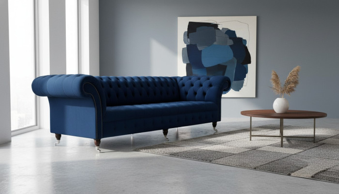 Sofa Chesterfield Sofas 4 Sitzer Couch Polster Stoff Wohnzimmer Möbel