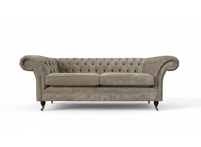 Dreisitzer Chesterfield Sofa 3 Sitz Sofas Grau Stoff Wohnzimmer Luxus