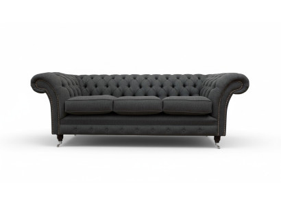 Chesterfield Textil Polster Design Sofa Luxus Couch Grau Sofa 3 Sitzer