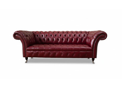 Chesterfield 3 Sitzer Leder Couch Polster Luxus Braun Sofa Möbel 230cm