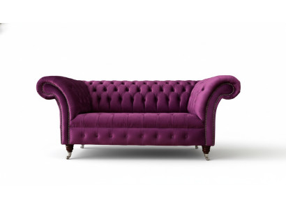 Englische Chesterfield Büro Sitzmöbel Einrichtung Sofa Couch 2 Sitz Violett