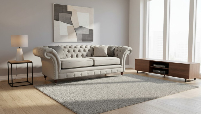Chesterfield 3 Sitz Relax Lounge Sofa Textil Polster Couch Stoff Couchen