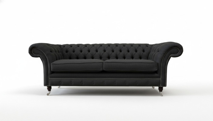 Wohnzimmer Sofa Chesterfield Couch Dreisitzer Design Schwarz Möbel Neu