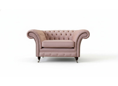Chesterfield Design Sessel Rosa Polster Luxus Textil Couchen 1 Sitzer