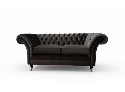 Chesterfield Textil Sofa 2 Sitzer Polster Design Luxus Couch Stoffsofas