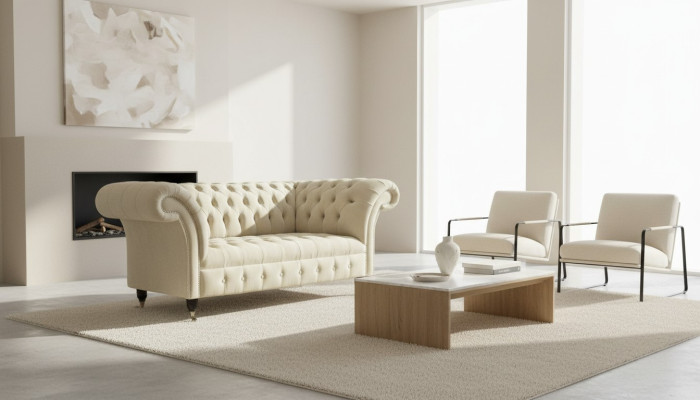 Zweisitzer Couch Polster Sofa 2 Sitz Textil Stoff Luxus Chesterfield Neu