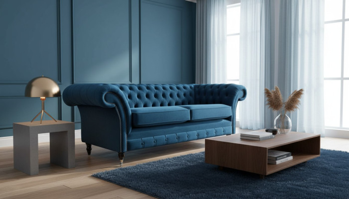 Design Sofa 3 Sitzer Couch Polster Luxus Textil Sofas Chesterfield Neu