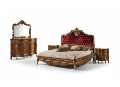 Schlafzimmer Möbel 5tlg. Set Bett 2x Nachttisch Kommode Klassisch Holz